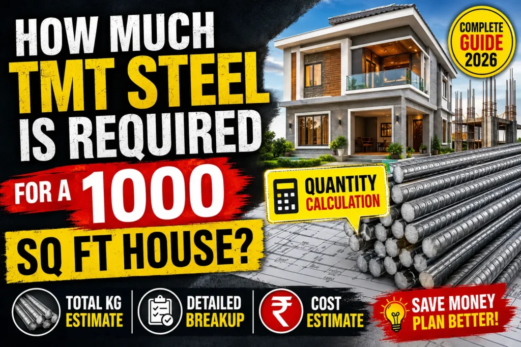 TMT Steel Required for 1000 Sq Ft House