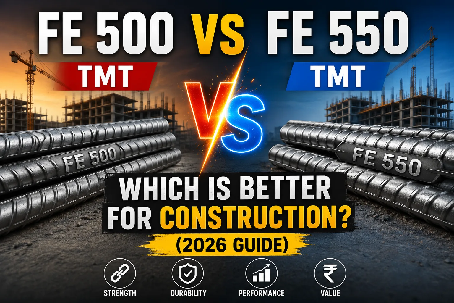 Fe 500 vs Fe 550 TMT: Which is Better for Construction? (2026 Guide)